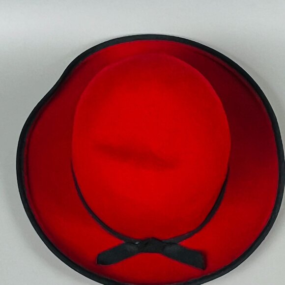 Vintage 1960s Red Wool Felt Hat Geo W Bollman Doeskin Women USA main image 7
